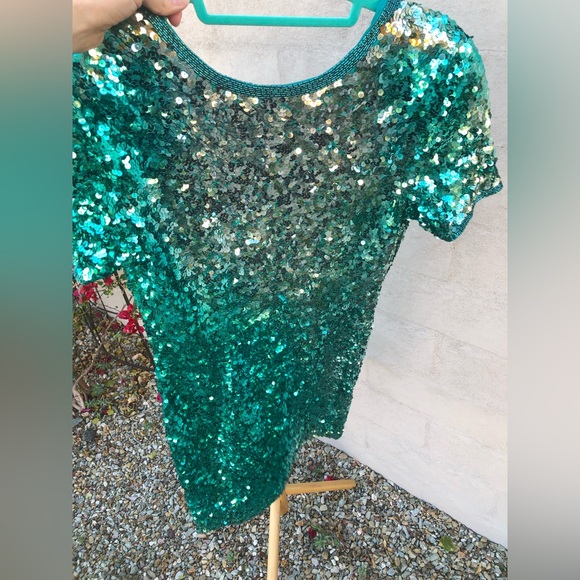 mini ombré beaded and sequin mini dress - Picture 4 of 13
